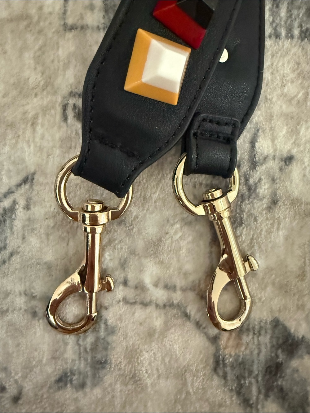 Unbranded Black Leather Bag Strap with Multicolor Pyramid Studs - Picture 8 of 9